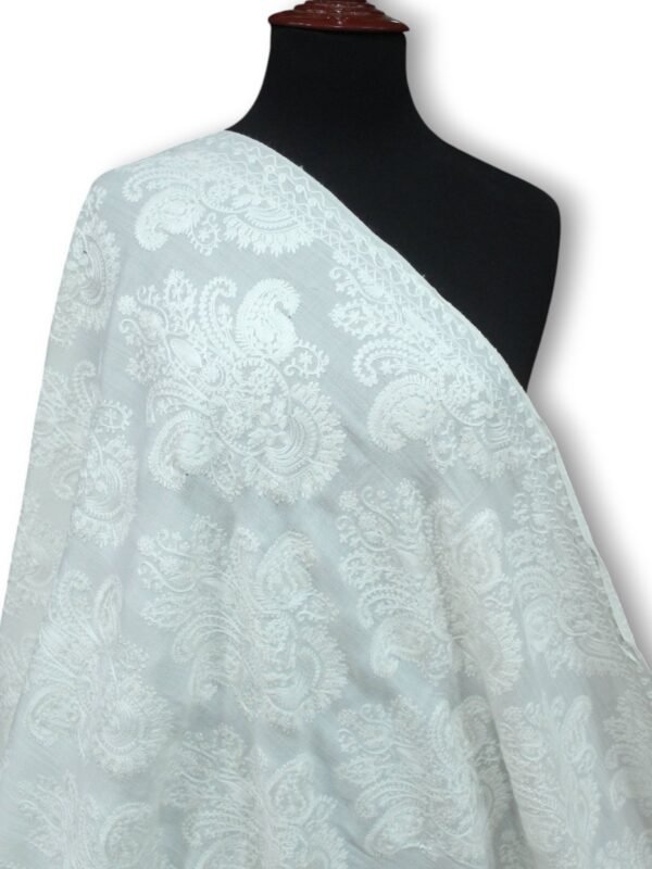 Pashmina Embroidered Shawl | Kashmiri Aar Work Embroidery Perfect Gift in Sale Price White