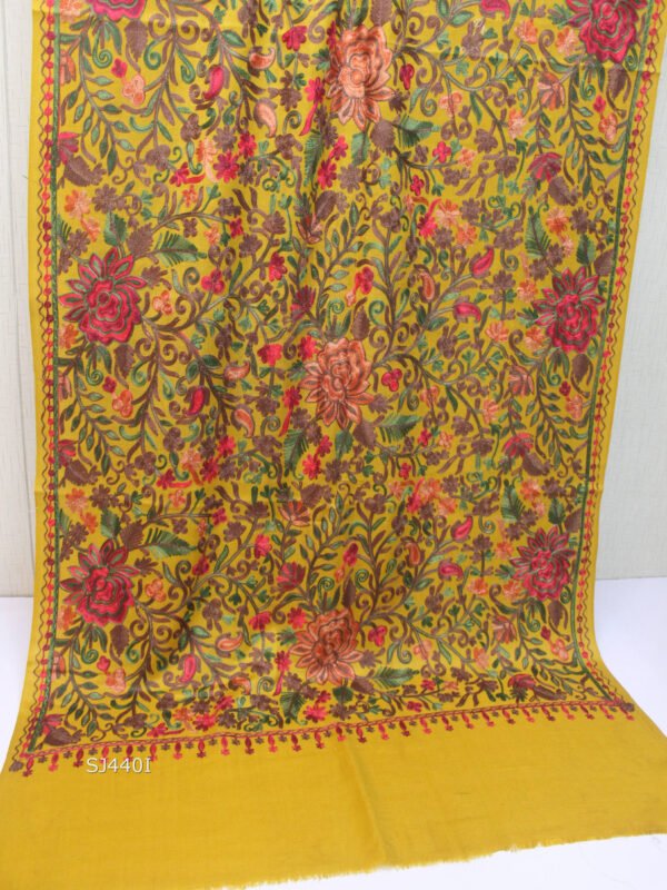 Pashmina Stole Full Embroidery Kashmiri Work in Sale Price perfect Gift 80x28 inches - Image 2