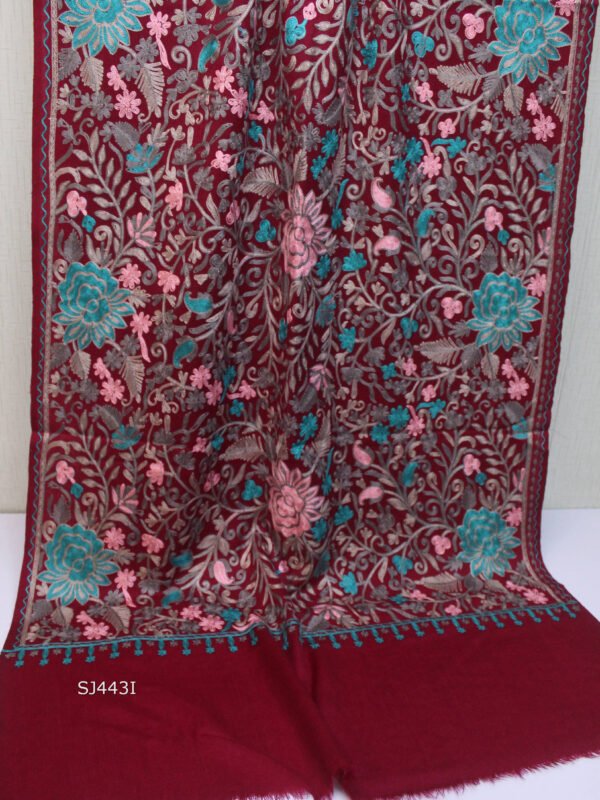 Pashmina Stole Full Embroidery Kashmiri Work in Sale Price perfect Gift 80x28 inches - Image 2