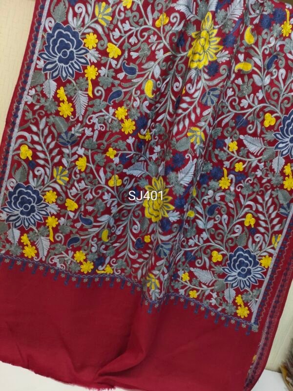 Pashmina Stole Full Embroidery Kashmiri Work in Sale Price perfect Gift 80x28 inches - Image 2