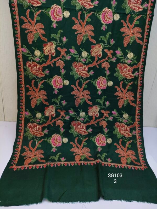 Pashmina Stole | Gulabkar Embroidered Stole Beautiful Embroidery Perfect Winter Stole - Image 2