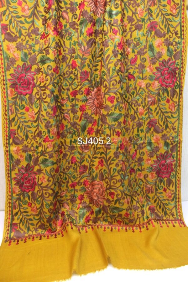 Pashmina Stole Full Embroidery Kashmiri Work in Sale Price perfect Gift 80x28 inches - Image 2