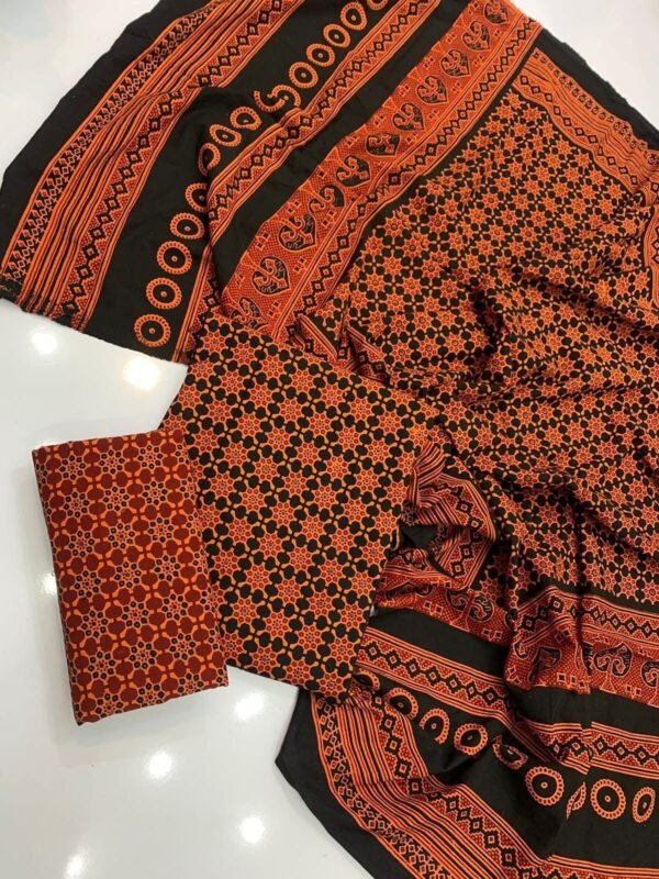 Ajrak Cotton 3 Piece Unstitched Suit 25% OFF