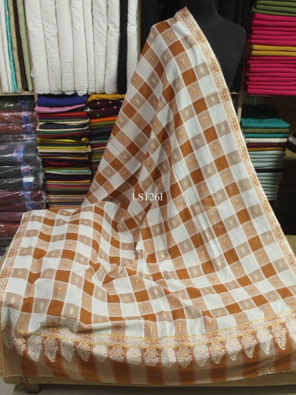 Pure Lawn Jacquard Check Design Work Beautiful Shawl 2025 Design - Image 2