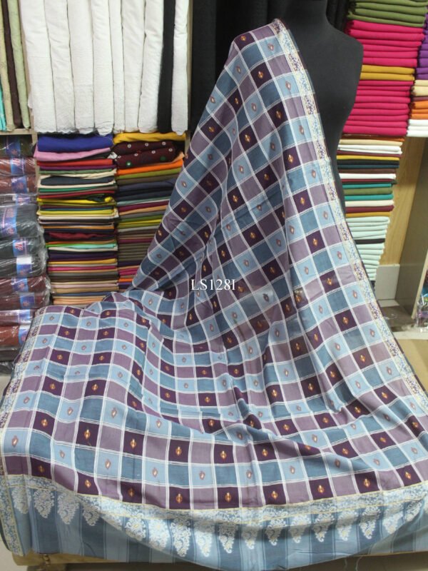 Pure Lawn Jacquard Check Design Work Beautiful Shawl 2025 Design - Image 2