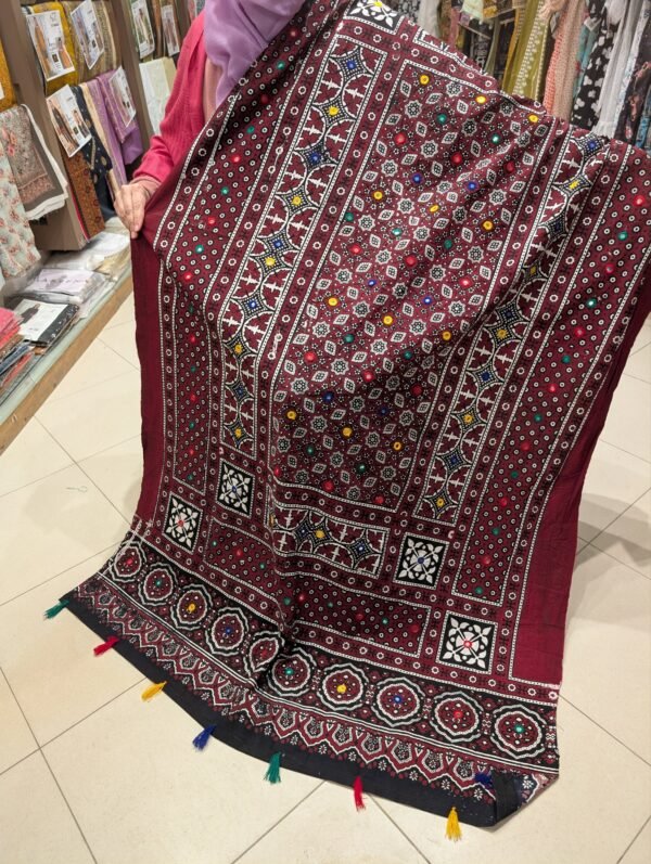 Ajrak Cotton Handmade Dupatta Embroidered - Image 2