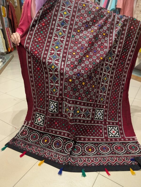 Ajrak Cotton Handmade Dupatta Embroidered