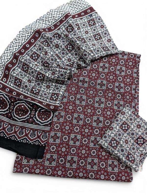 Ajrak Cotton 3 Piece Unstitched Suit 25% OFF