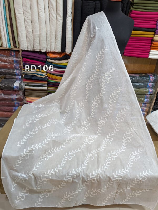 White Pure Lawn Embroidered Dupatta - Image 2