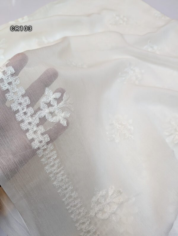 Crinkle Chiffon Dyeable Embroidered Dupatta