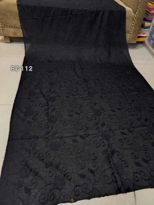 Black Pure Lawn Embroidered Dupatta - Image 2