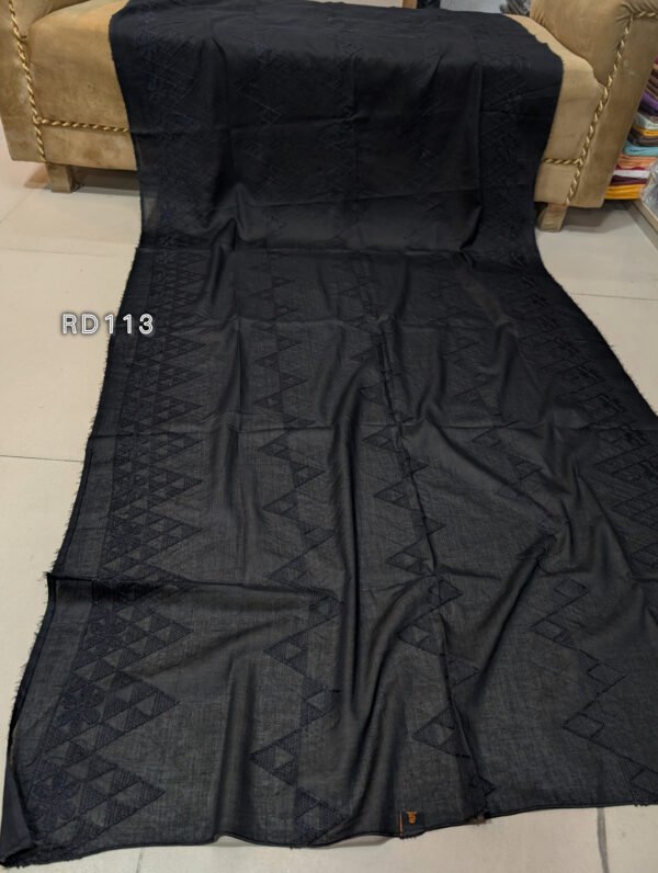 Black Pure Lawn Embroidered Dupatta - Image 2