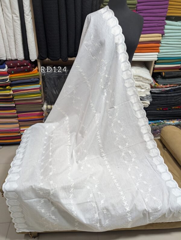 White Cutwork Border Pure Lawn Embroidered Dupatta