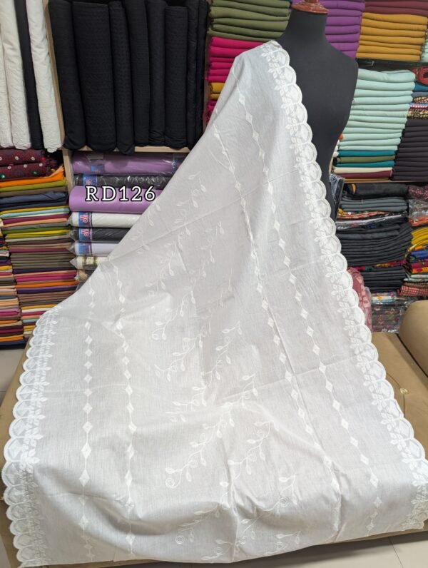 White Cutwork Border Pure Lawn Embroidered Dupatta