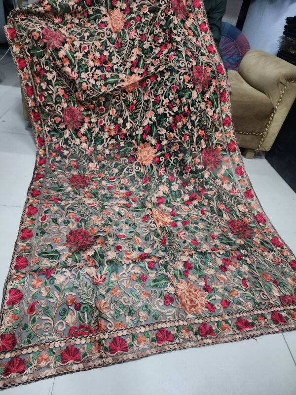 Organza Gulabkar Embroidered Dupatta Soft and Beautiful Dupatta | Black - Image 5