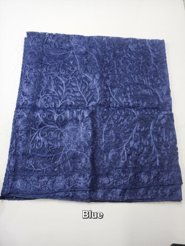Organza Gulabkar Embroidered Dupatta Soft and Beautiful Dupatta | Blue - Image 3