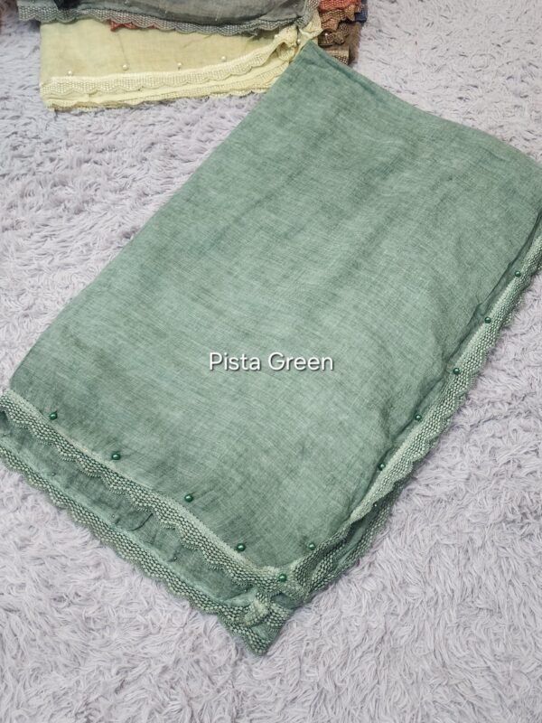 Lawn Shawl 4 Side Lace Border | Pista Green