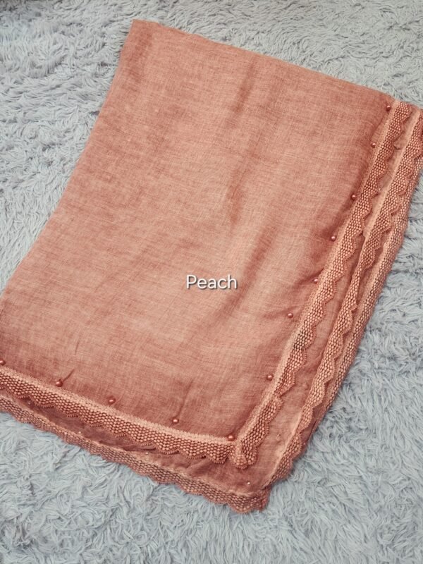 Lawn Shawl 4 Side Lace Border | Peach