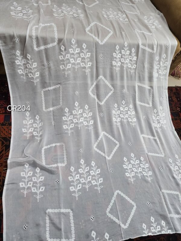 Crinkle Chiffon Tarkashi and Embroidered Dyeable Dupatta - Image 3
