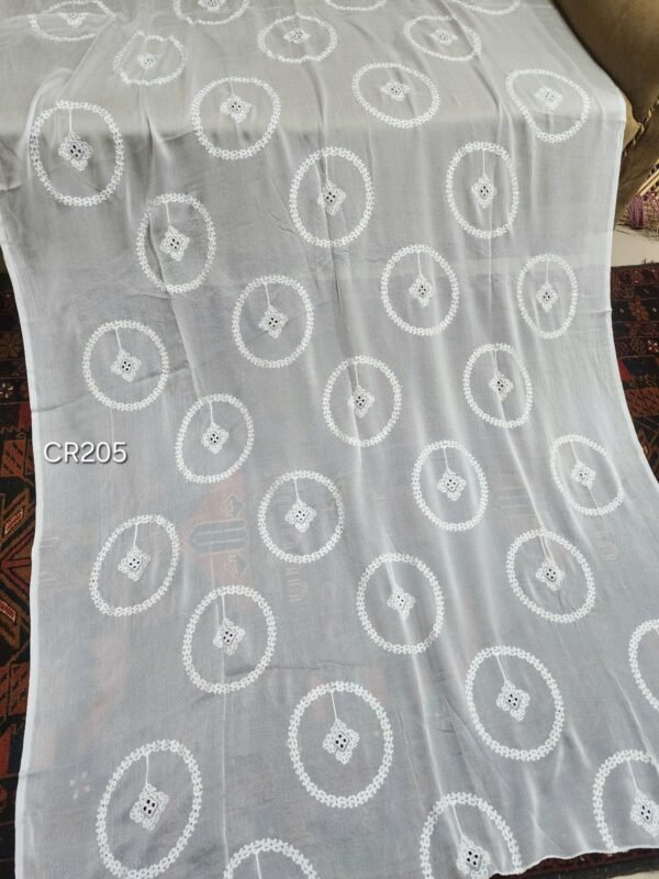 Crinkle Chiffon Tarkashi and Embroidered Dyeable Dupatta - Image 3