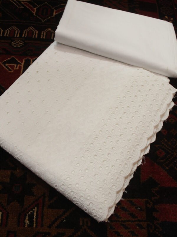 Chikankari Lawn 2 Piece Suit Daman Bore Long Length Suit | White - Image 5