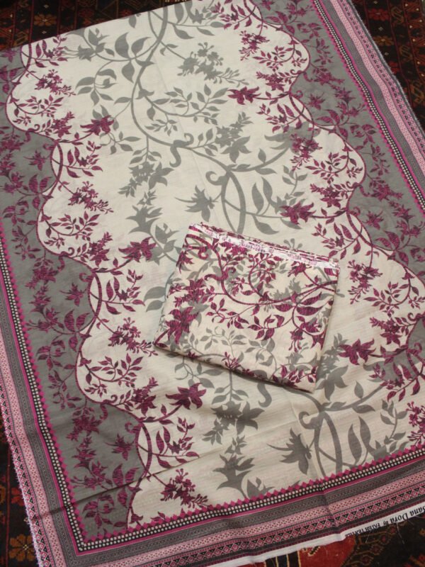 3 Piece Doriya Lawn Printed Suit With Lawn Dupatta - Image 4