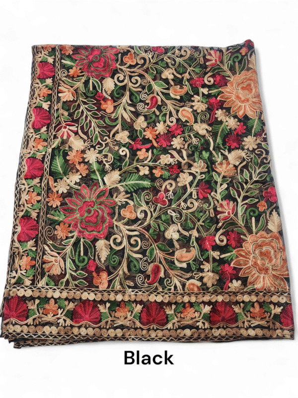 Organza Gulabkar Embroidered Dupatta Soft and Beautiful Dupatta | Black - Image 4