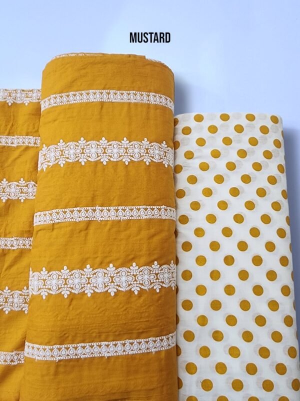 Chikankari Lawn 2 Piece Suit Lining Design Mustard