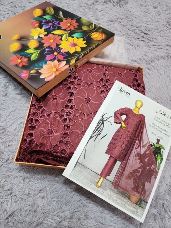 3 Piece Chikankari Heavy Bore Jaal With Complete Lining and Dupatta