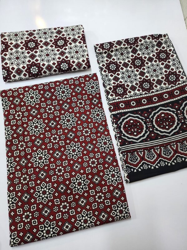 Ajrak Cotton 3 Piece Unstitched Suit 25% OFF