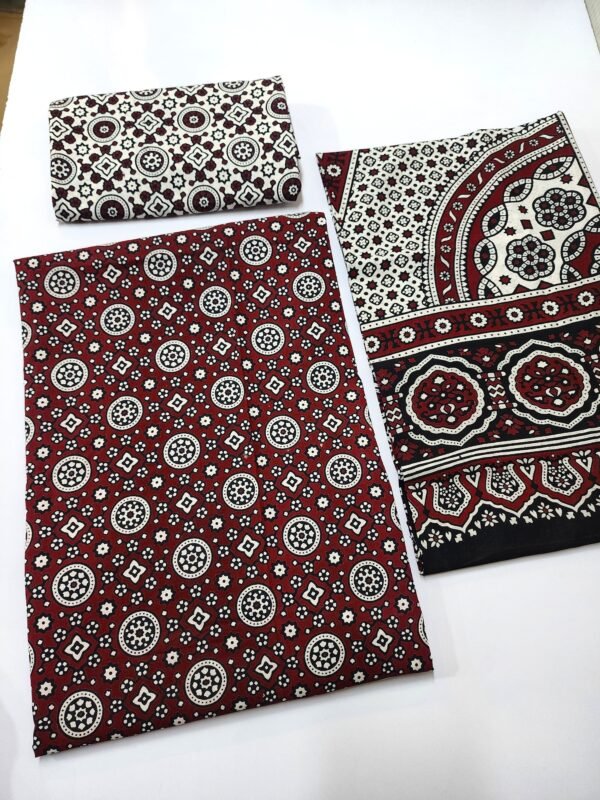 Ajrak Cotton 3 Piece Unstitched Suit 25% OFF