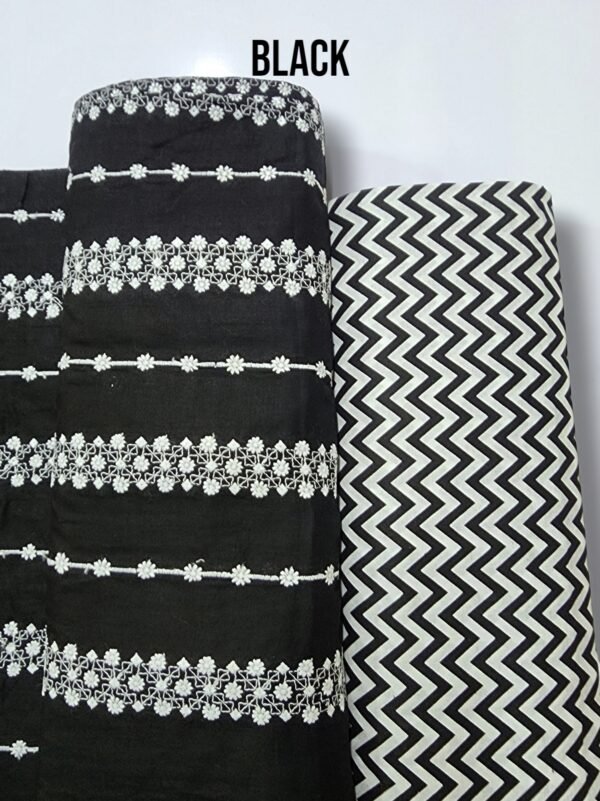 Chikankari Lawn 2 Piece Suit Lining Design | Black