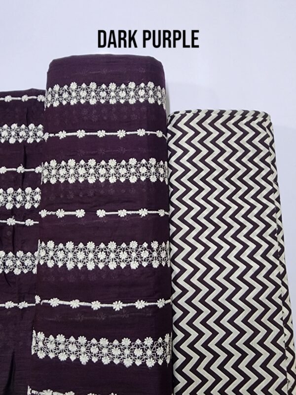 Chikankari Lawn 2 Piece Suit Lining Design | Dark Purple