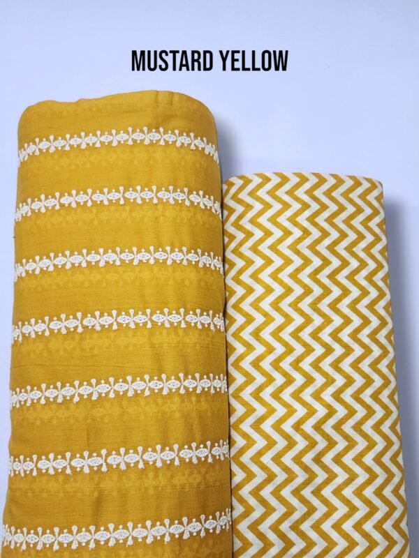 Chikankari Lawn 2 Piece Suit Lining Design | Mustard Yellow