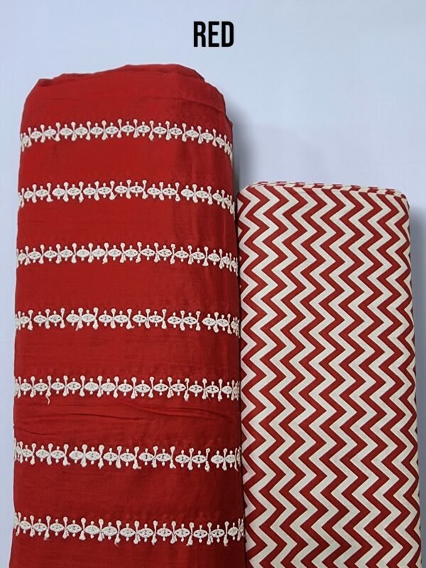 Chikankari Lawn 2 Piece Suit Lining Design | Red