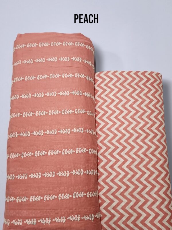 Chikankari Lawn 2 Piece Suit Lining Design | Peach