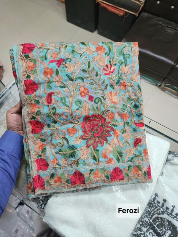 Crinkle Chiffon Aari Embroidered Dupatta Multi Color | Ferozi