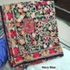 Crinkle Chiffon Aari Embroidered Dupatta Multi Color | Navy Blue