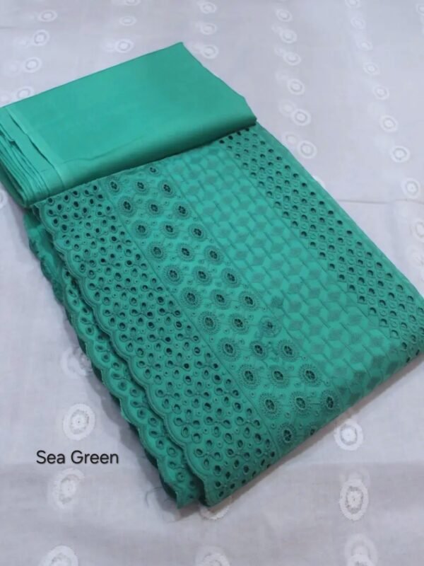 Chikankari Lawn 2 Piece Suit Daman Bore Long Length Suit | Sea Green