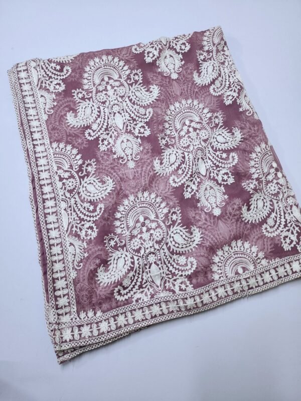 Crinkle Chiffon Embroidered Dupatta | Light Purple