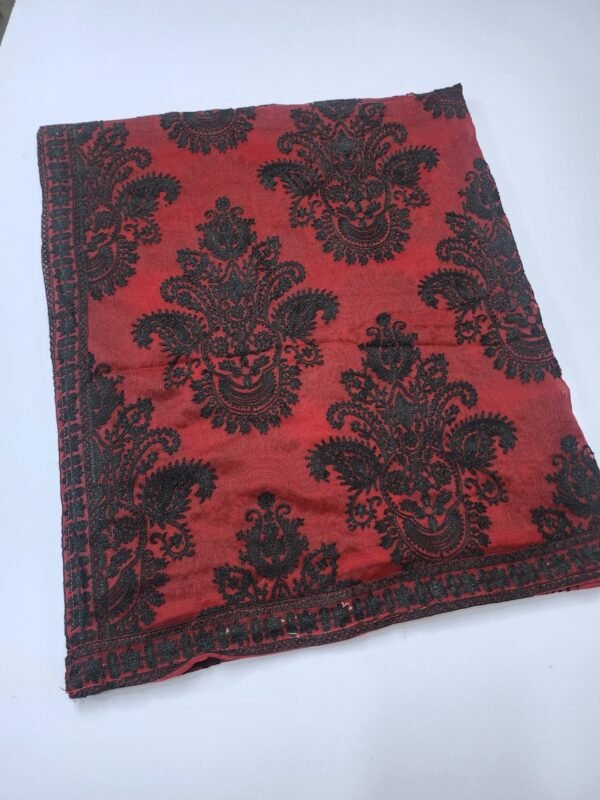 Crinkle Chiffon Embroidered Dupatta | Maroon