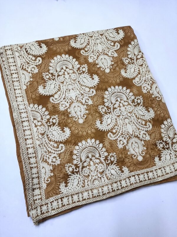 Crinkle Chiffon Embroidered Dupatta | Skin