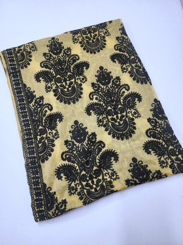 Crinkle Chiffon Embroidered Dupatta | Skin with Black