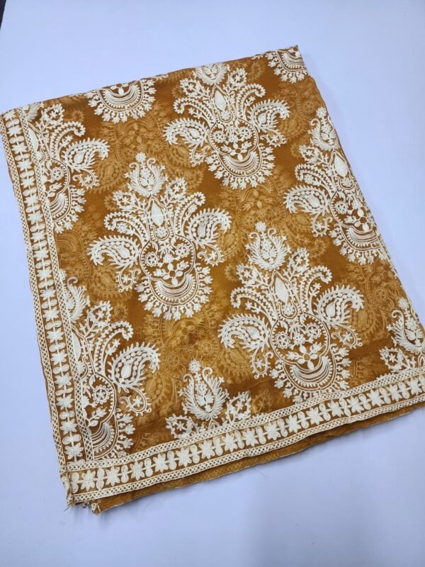 Crinkle Chiffon Embroidered Dupatta | Mustard