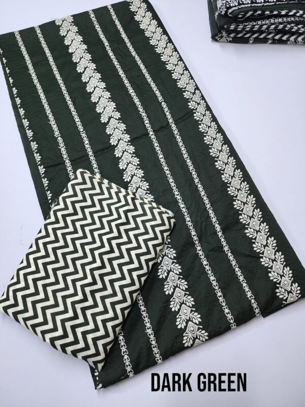 Chikankari Lawn 2 Piece Suit Lining Design | Dark Green