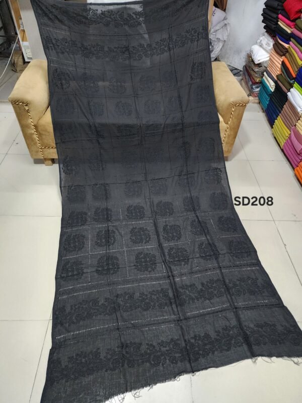 Black Tarkashi Shadow Work Beautiful Handmade Dupatta Shawl Perfect Gift SD 208